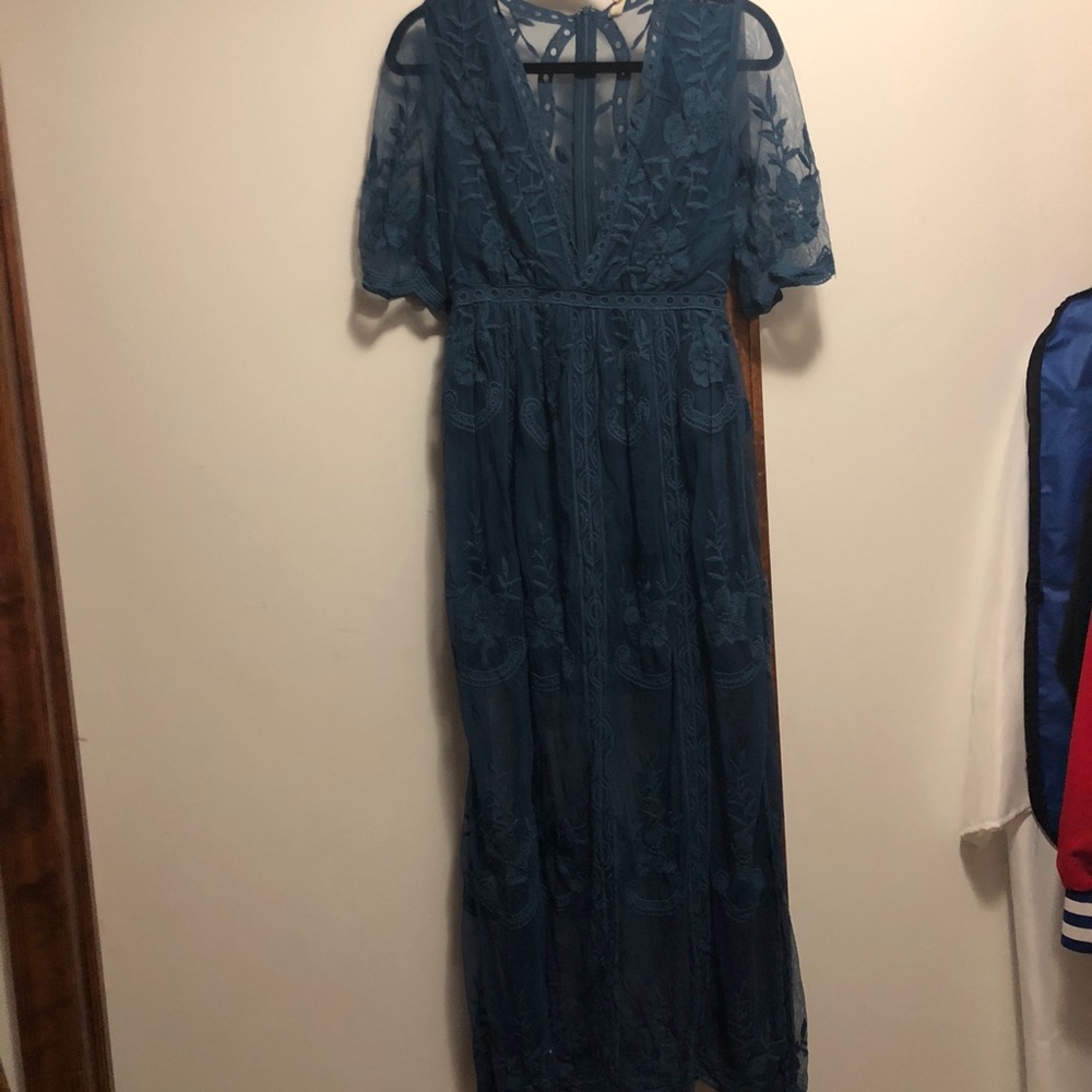 Blue Lace Romper/ Dress